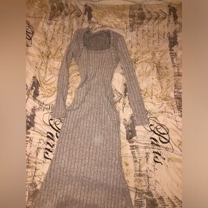 Long beautiful light grey cozy dress, brand new, size small.